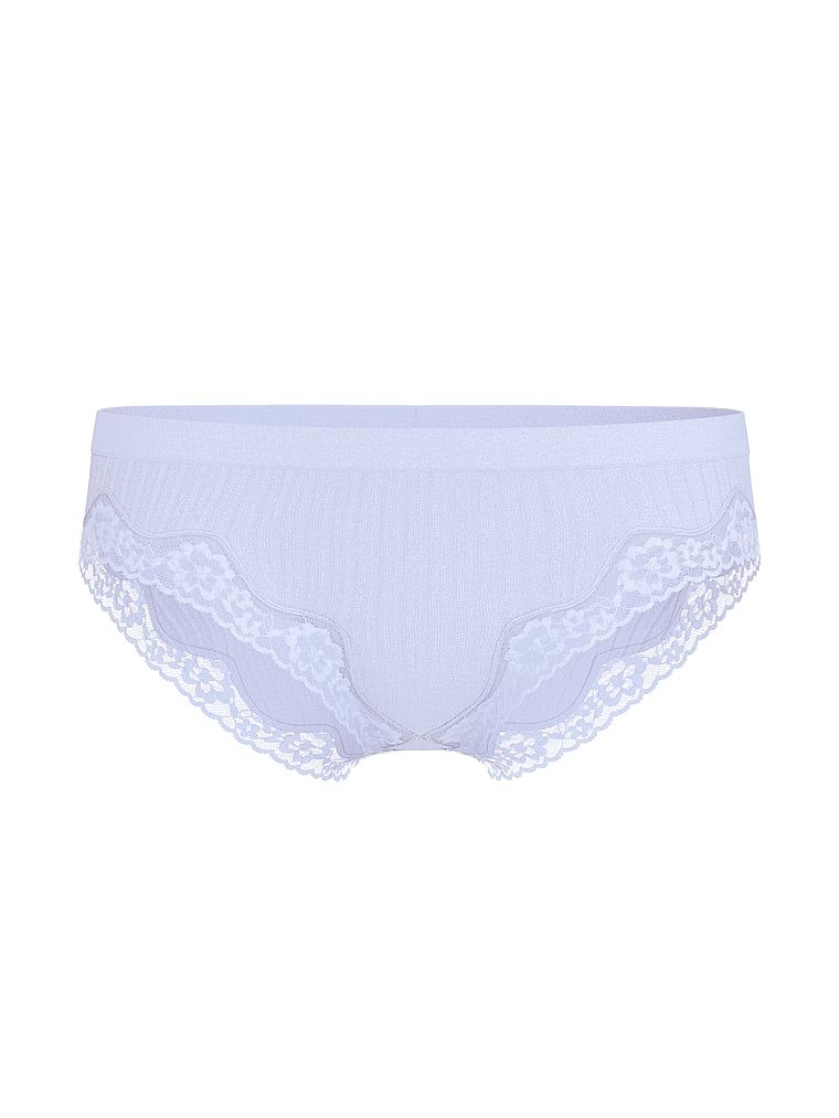 Majtki prążkowane z koronką na krawędziach Rib Lace-Trim Bikini. Produkt ma kolor purpurowy i pochodzi z kolekcji Seamless. 