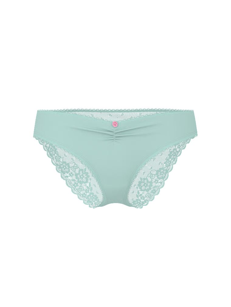 Majtki bawełniane z siateczką z tyłu Heart Lace Bikini. Produkt ma kolor niebieski i pochodzi z kolekcji Victoria's Secret. 