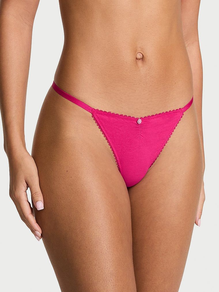 Victoria's Secret Stringi bawełniane z koronką z tyłu Heart Lace