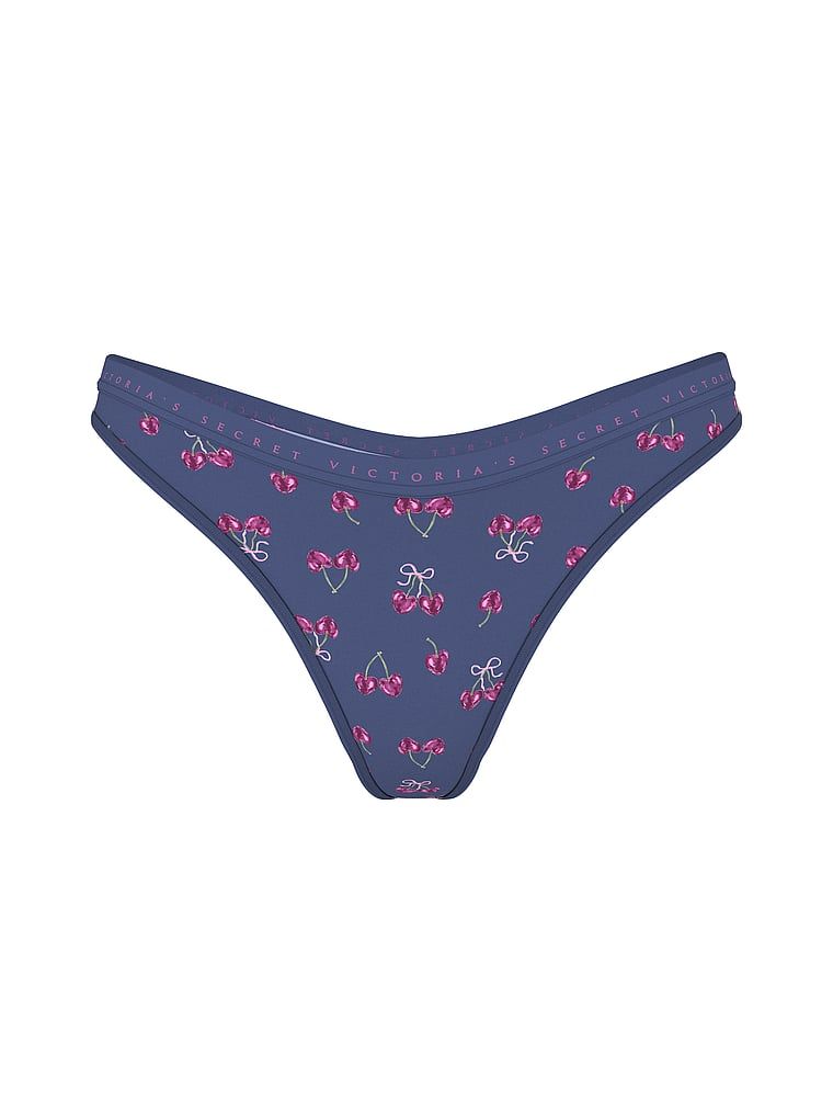 Stringi bawełniane High-Leg Scoop. Produkt jest wzorzysty i pochodzi z kolekcji Victoria's Secret. 