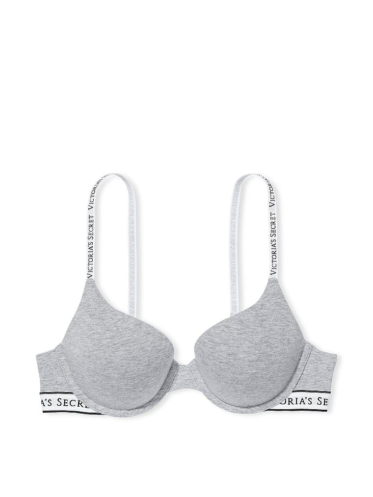 Na zdjęciu na białym tle widoczny jest biustonosz push-up bawełniany Perfect Shape. Produkt ma kolor szary i pochodzi z kolekcji T-shirt.