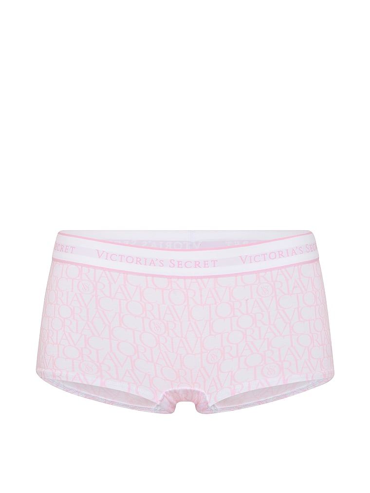 Majtki bawełniane szorty z logo w talii Boyshort. Produkt jest wzorzysty i pochodzi z kolekcji Cotton. 