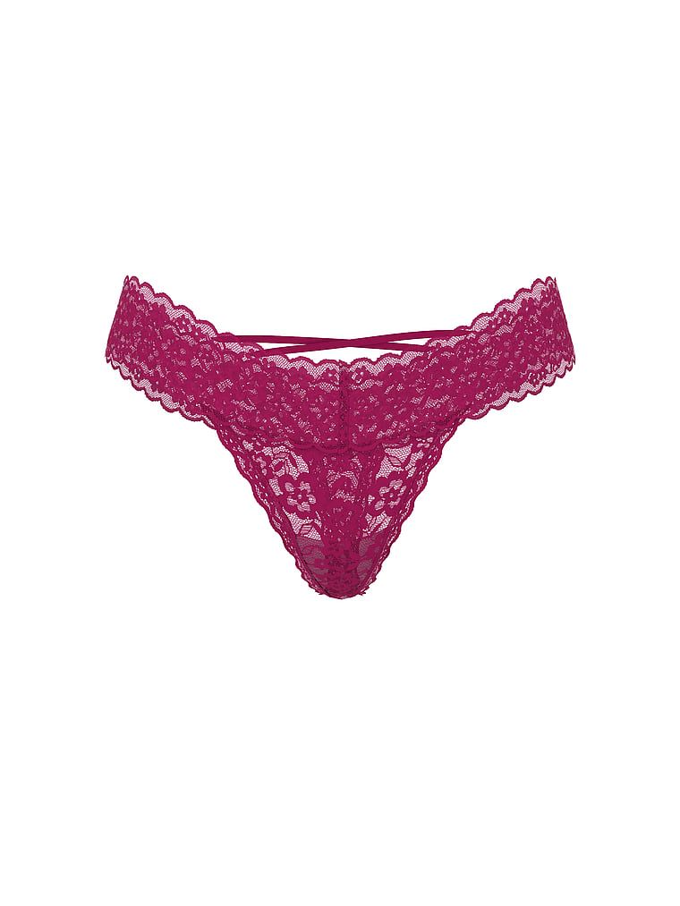 Stringi koronkowe z paseczkami z tyłu Blossom. Produkt ma kolor różowy i pochodzi z kolekcji Lacie. 