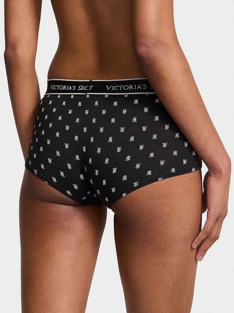 Majtki szorty bawełniane z logo w talii Boyshort. Produkt jest wzorzysty i pochodzi z kolekcji Cotton. 