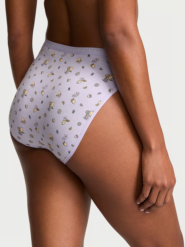 Victoria's Secret Majtki bawełniane figi z wysoko wyciętymi nogawkami High-Leg Brief