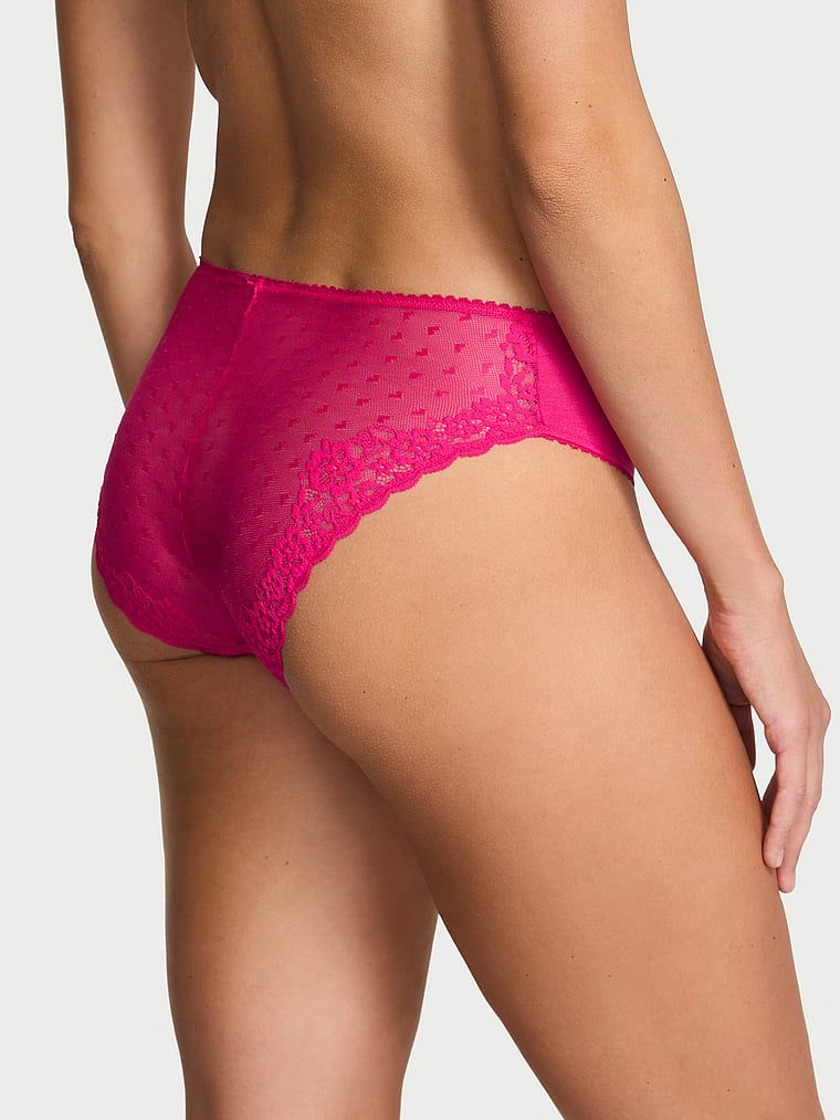 Victoria's Secret Majtki bawełniane figi z siateczką z tyłu Heart Lace