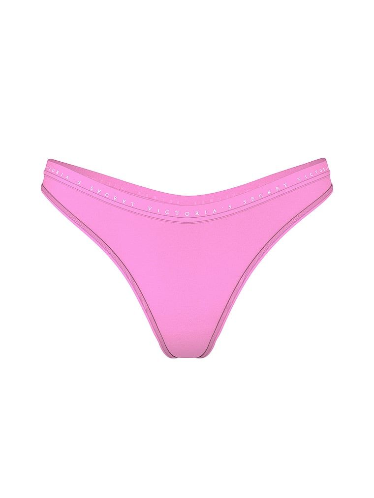 Stringi bawełniane High-Leg Scoop. Produkt ma kolor różowy i pochodzi z kolekcji Victoria's Secret. 