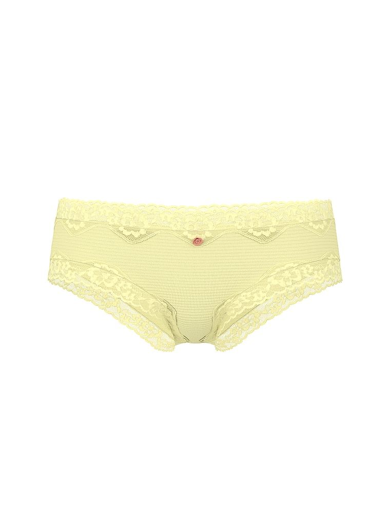 Majtki bawełniane w paseczki z koronką na krawędziach Cheeky. Produkt ma kolor żółty i pochodzi z kolekcji Lace Trim. 
