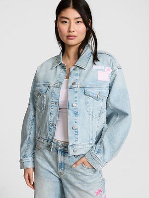 Jeansowa kurtka boyfriend (trucker) Denim by PINK