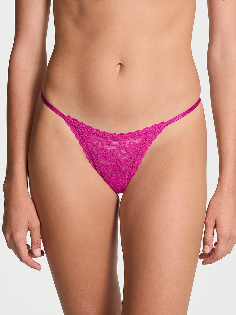 Stringi koronkowe z paseczkami z tyłu Blossom. Produkt ma kolor różowy i pochodzi z kolekcji Lacie. 
