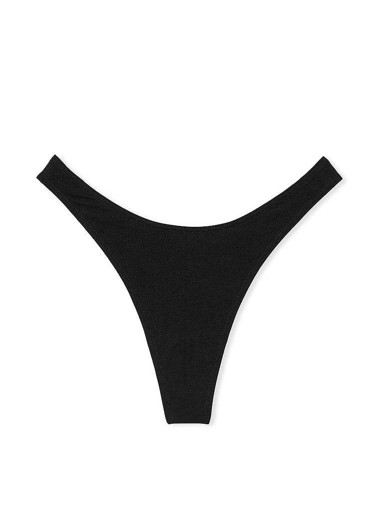 Stringi bawełniane High-Leg Scoop. Produkt ma kolor czarny i pochodzi z kolekcji Victoria's Secret. 