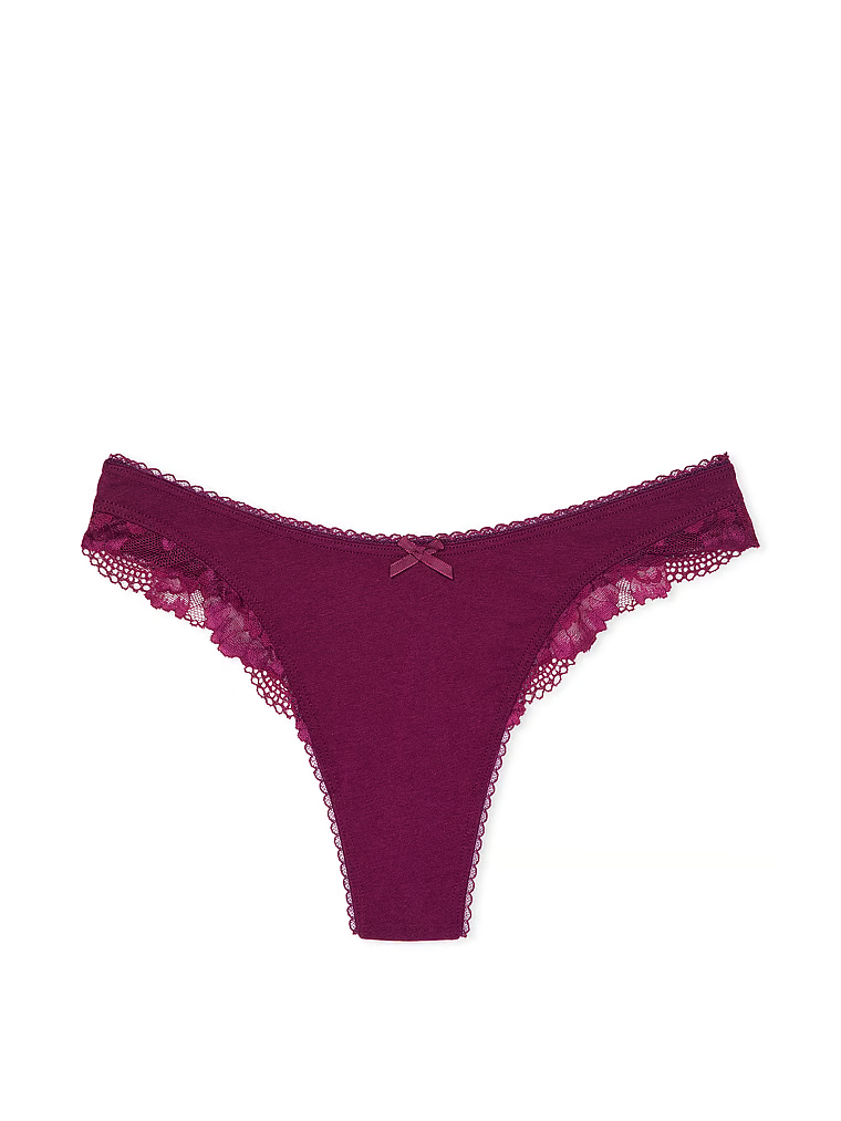 Stringi bawełniane High-Leg Scoop. Produkt ma kolor czerwony i pochodzi z kolekcji Victoria's Secret. 