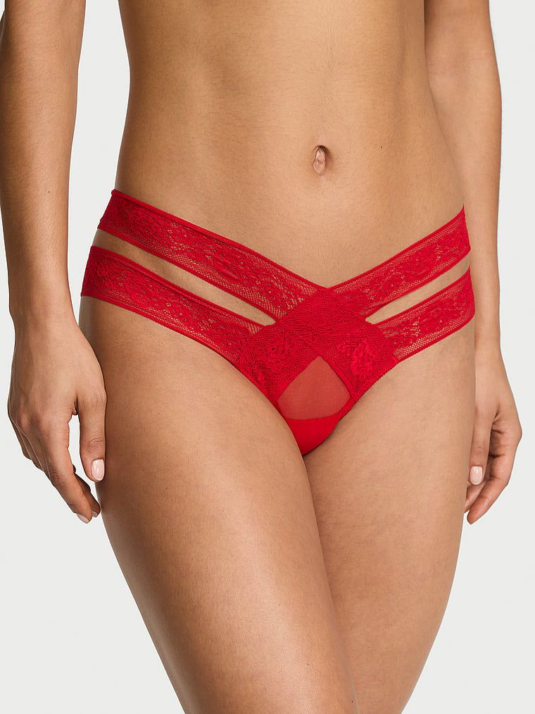 Very Sexy Majtki z wycięciami i z koronką Strappy Cut-Out Cheeky