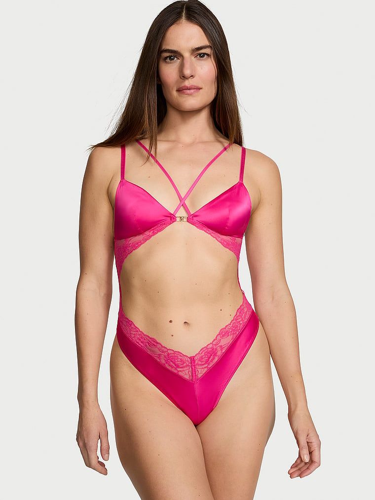 Very Sexy Body satynowe z koronką Satin and Lace Triangle