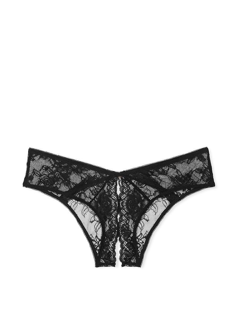 Majtki z koronką bez kroku Rose Lace Cheeky. Produkt ma kolor czarny i pochodzi z kolekcji Very Sexy. 