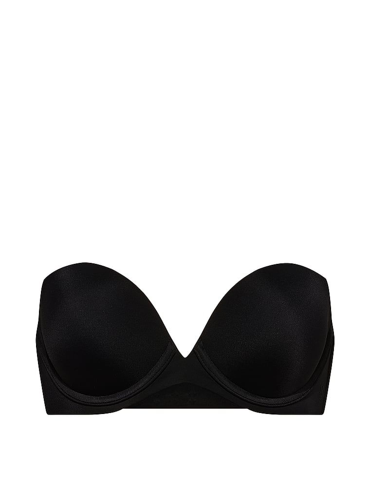Biustonosz push-up bez ramiączek Strapless. Produkt ma kolor czarny i pochodzi z kolekcji Invisible by Victoria's Secret. 