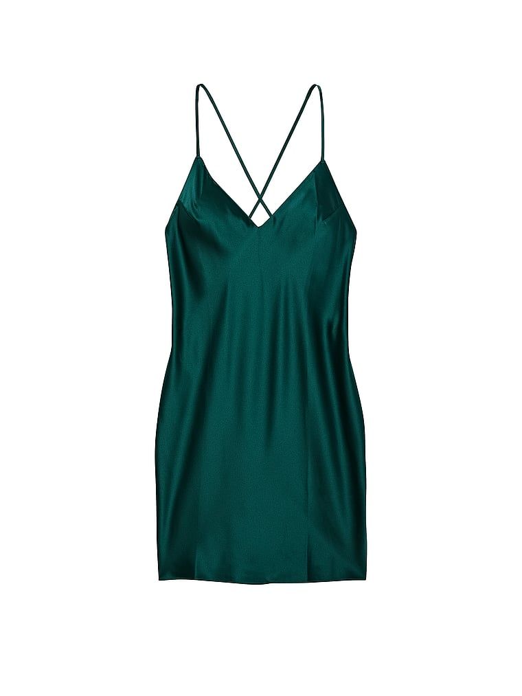 Victoria's Secret Koszulka nocna satynowa na cienkich ramiączkach odsłaniająca plecy Open-Back Slip