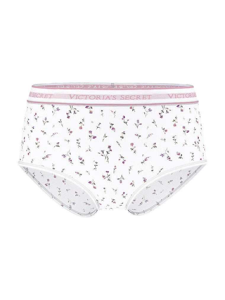 Majtki bawełniane figi z logo marki z wysokim stanem. Produkt ma wzór kwiatowy i pochodzi z kolekcji Cotton. 