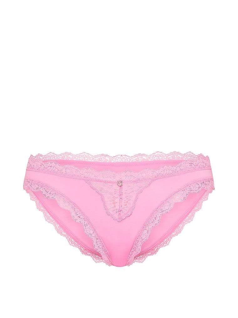 Majtki z koronką na krawędziach Lace-Trim Bikini. Produkt ma kolor różowy i pochodzi z kolekcji Dream Angels. 