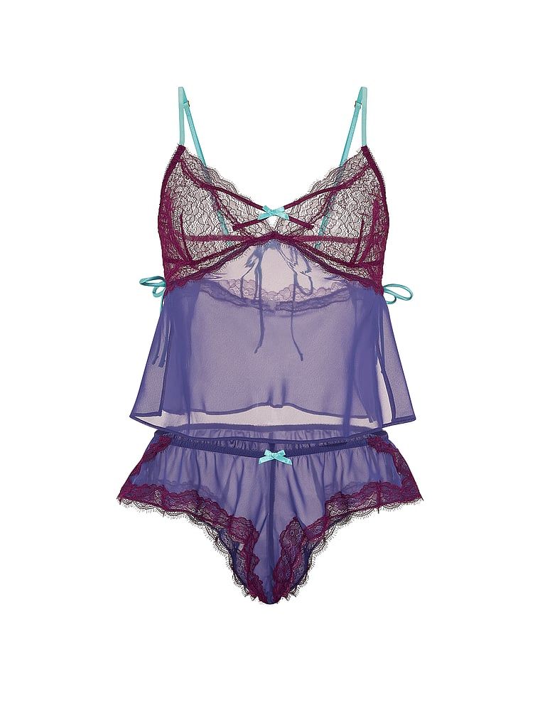 Victoria's Secret Zestaw z szyfonu do spania - top i szorty Tease