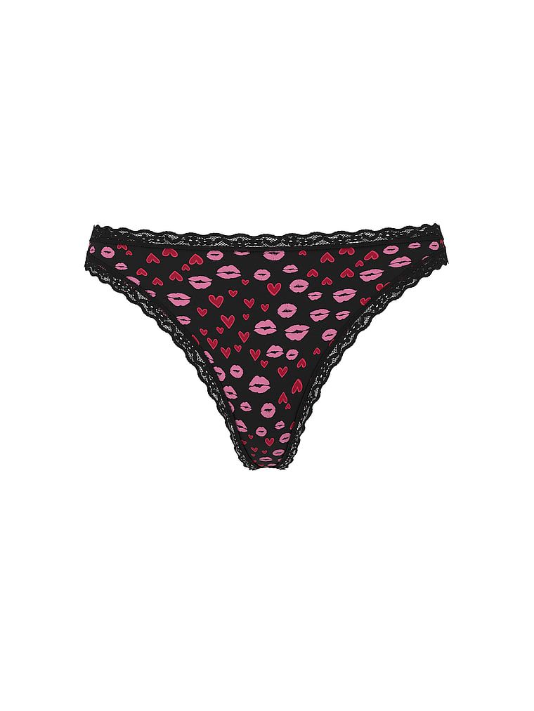 Stringi bawełniane z koronką na krawędziach Lace-Waist. Produkt jest wzorzysty i pochodzi z kolekcji Lace Trim. 