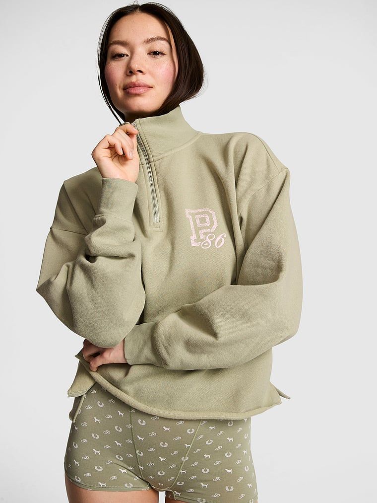 Bluza o prostym kroju z zamkiem 1/4 Campus Fleece