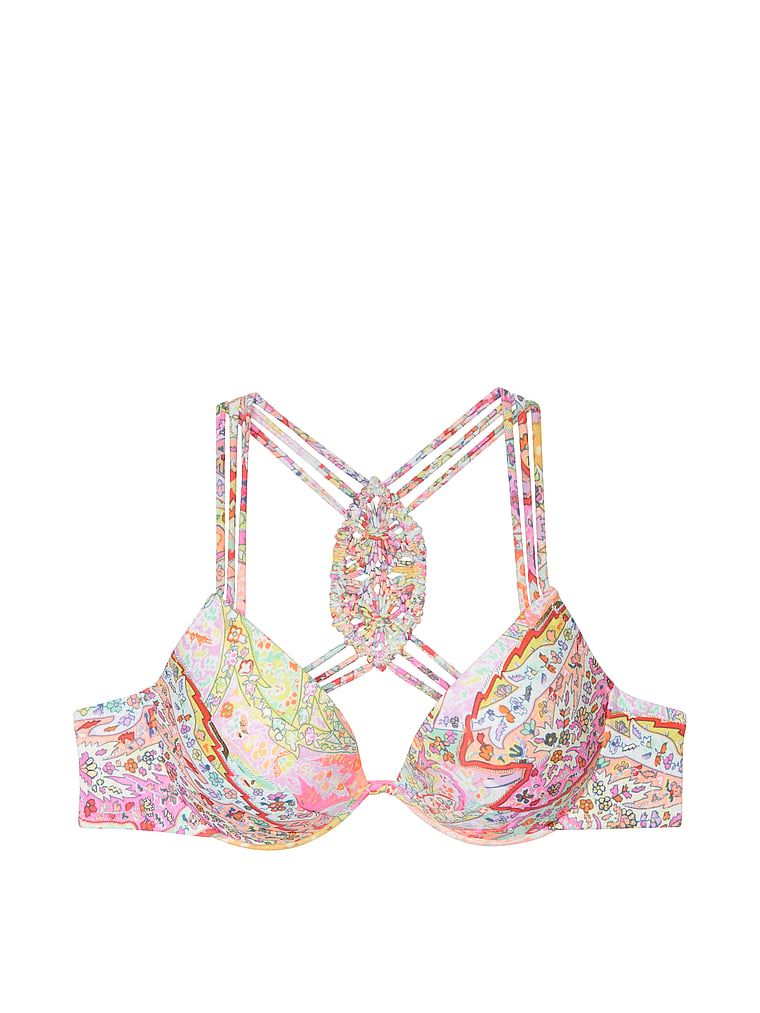 Góra od bikini z push-upem Archives Beach Macrame. Produkt jest wzorzysty i pochodzi z kolekcji Victoria's Secret Swim. 