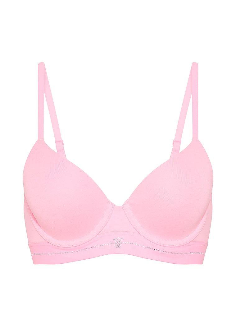 Biustonosz push-up bawełniany Perfect Shape Signature Shine. Produkt ma kolor różowy i pochodzi z kolekcji T-shirt. 