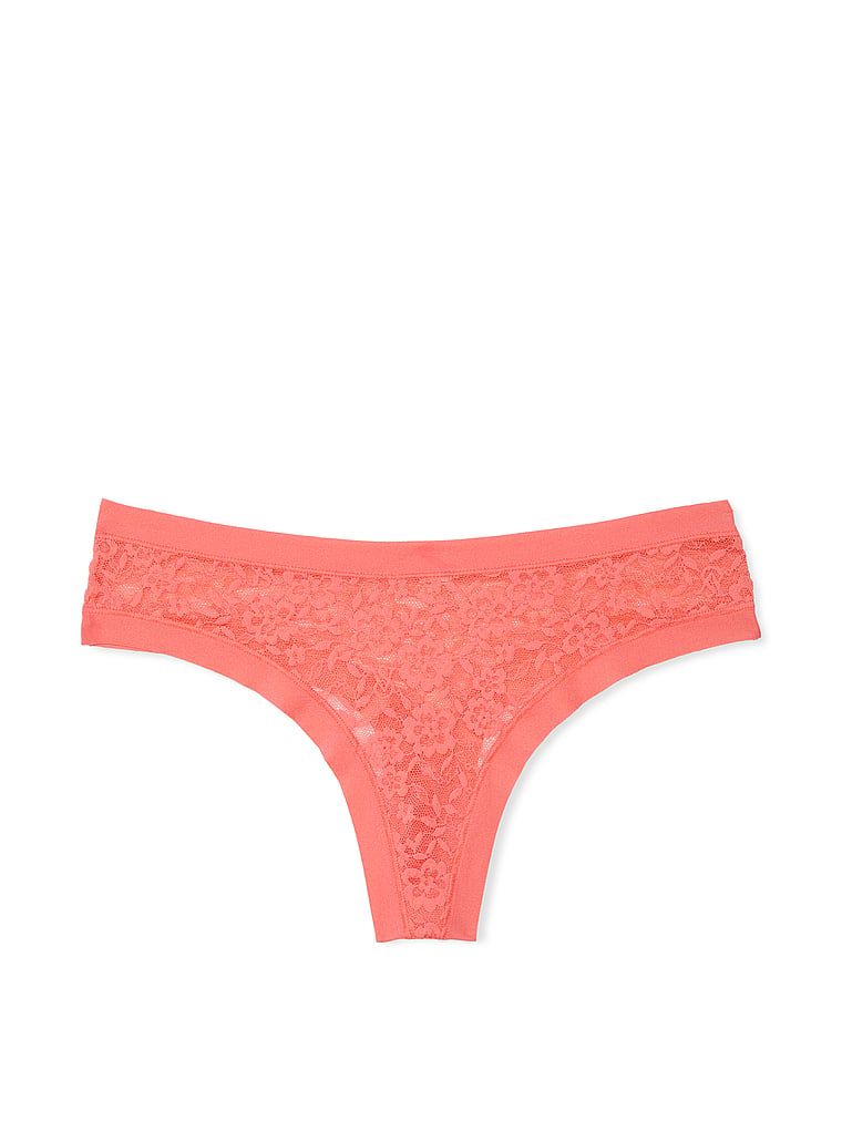 Stringi koronkowe No-Show Lace. Produkt ma kolor pomarańczowy i pochodzi z kolekcji No-Show. 