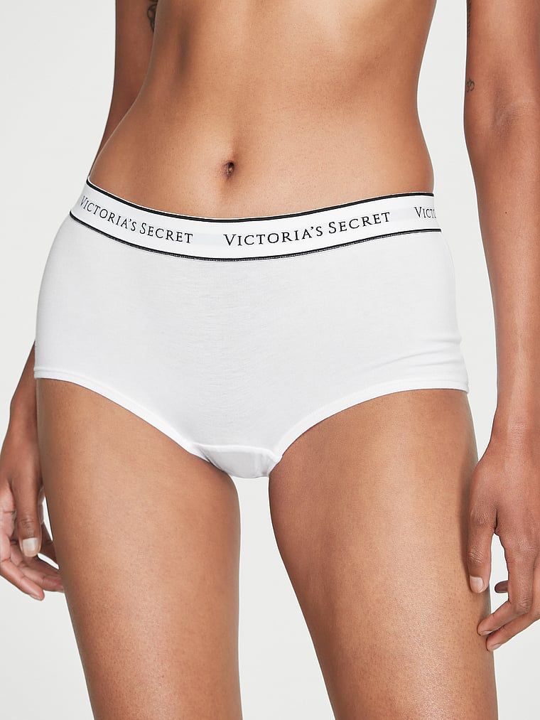 Cotton Majtki szorty bawełniane z logo w talii Boyshort