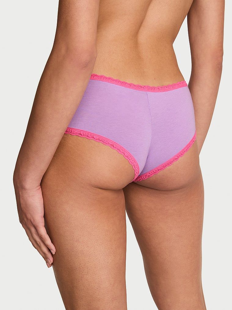 Majtki bawełniane z koronką na krawędziach Lace-Waist Cheeky. Produkt ma kolor fioletowy i pochodzi z kolekcji Lace Trim. 