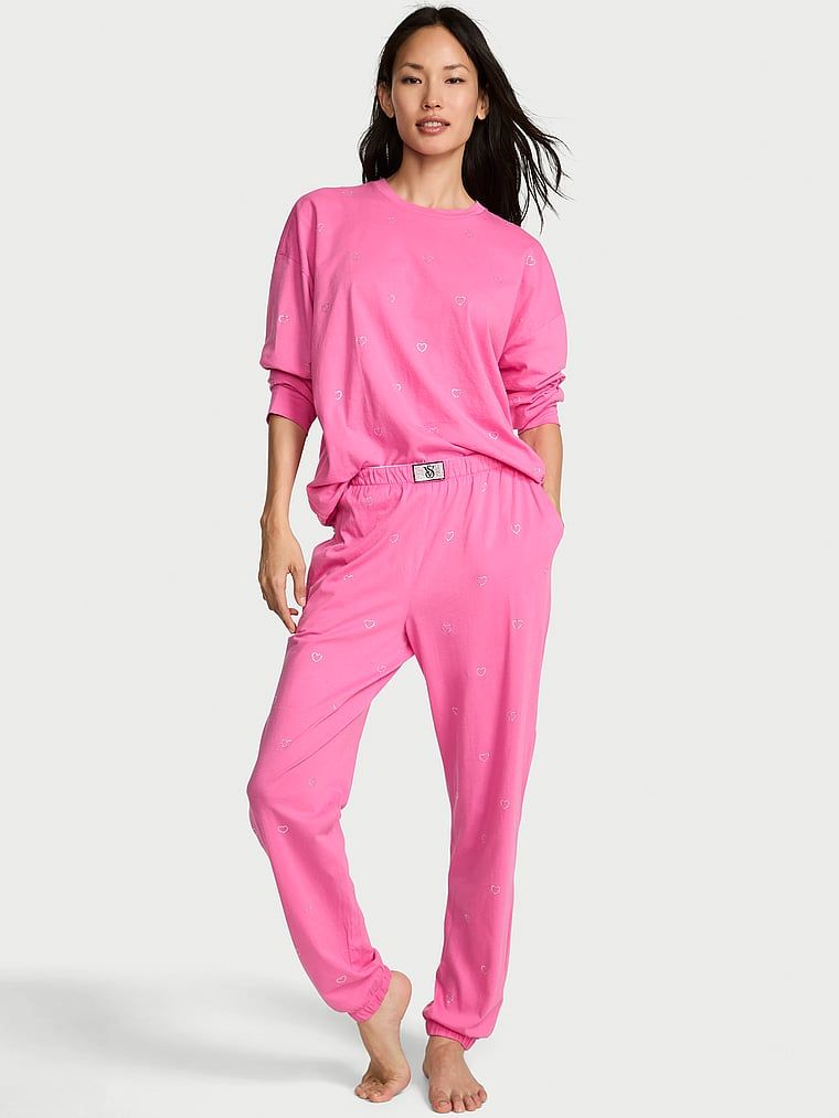 Piżama bawełniana Shine. Produkt ma kolor różowy i pochodzi z kolekcji Victoria's Secret. 
