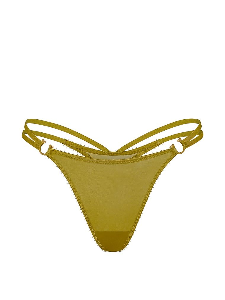Stringi z paseczkami i metalowymi elementami Strappy Ring Hardware. Produkt ma kolor zielony i pochodzi z kolekcji Very Sexy. 