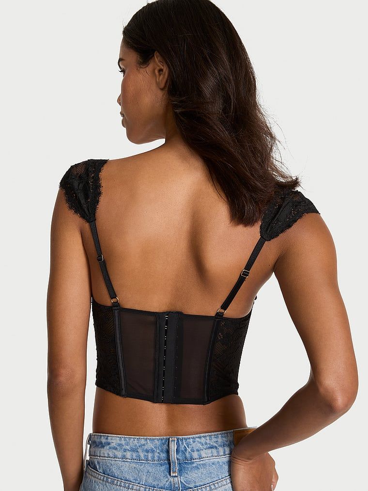 Dream Angels Top gorsetowy koronkowy z minirękawkami