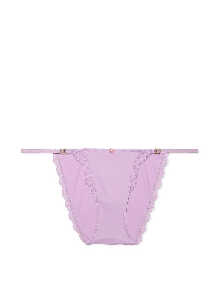 Majtki z regulowanymi paskami z koronką Lace-Trim Bikini. Produkt ma kolor purpurowy i pochodzi z kolekcji Dream Angels. 