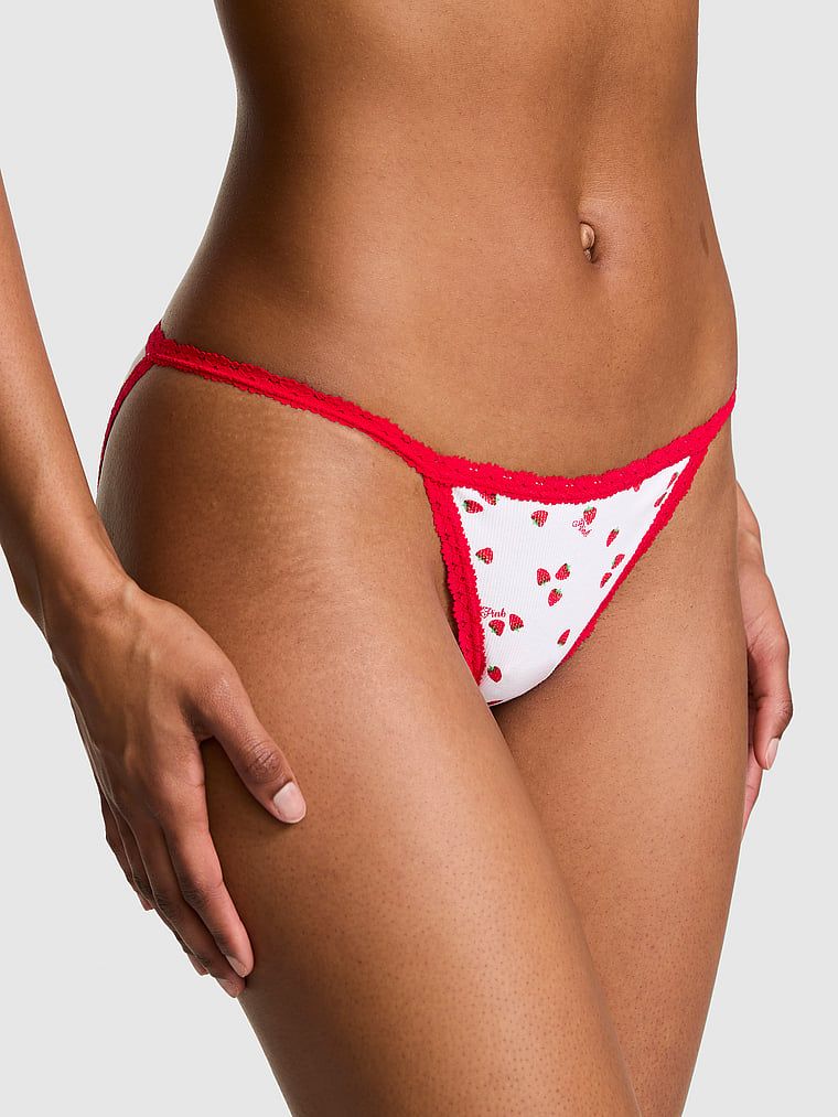 Bawełniane majtki bikini z paseczkami i koronką