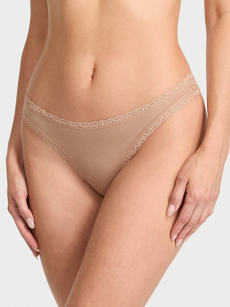 Lacie Stringi bawełniane z koronką na krawędziach Lace-Waist