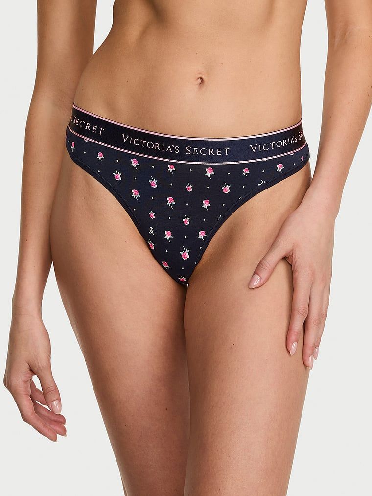 Cotton Stringi bawełniane z logo w talii