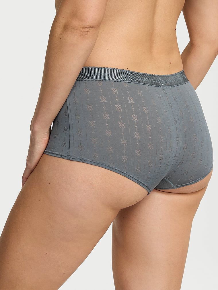 Majtki szorty z logo marki Pointelle Boyshort. Produkt ma kolor szary i pochodzi z kolekcji Cotton. 