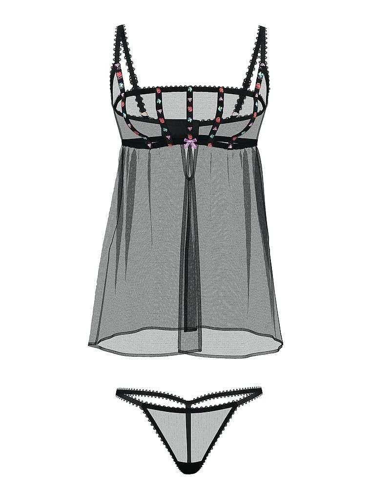 Very Sexy Halka i stringi Dark Blossom Babydoll