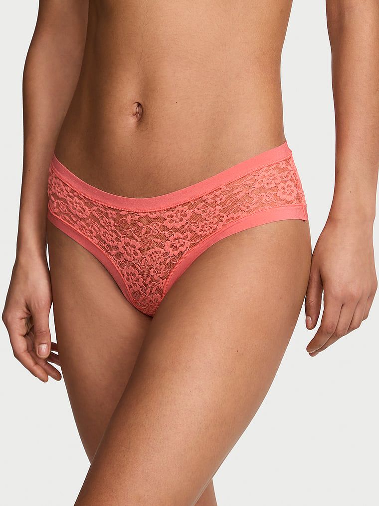 Majtki bezszwowe z koronką No-Show Lace Cheeky. Produkt ma kolor pomarańczowy i pochodzi z kolekcji No-Show. 