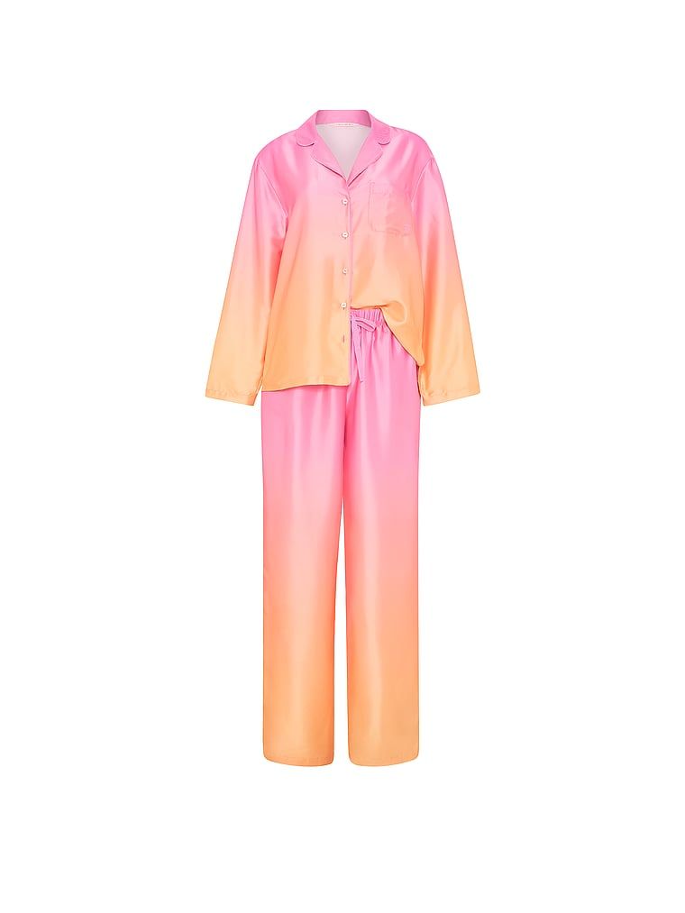 Piżama satynowa z długimi rękawami Signature. Produkt jest wzorzysty i pochodzi z kolekcji Victoria's Secret. 