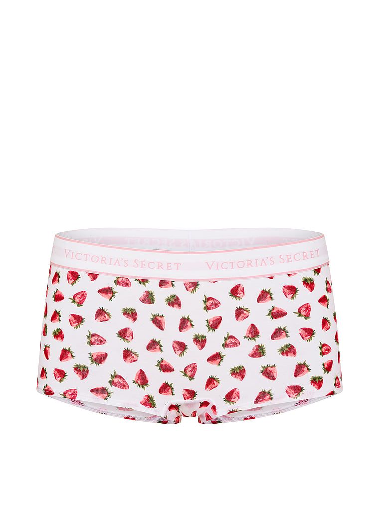 Majtki bawełniane szorty z logo w talii Boyshort. Produkt jest wzorzysty i pochodzi z kolekcji Cotton. 