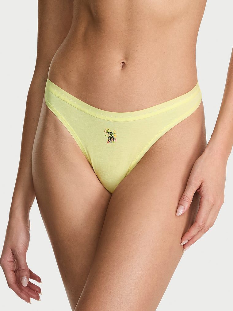 Stringi bawełniane High-Leg Scoop. Produkt ma kolor żółty i pochodzi z kolekcji Victoria's Secret. 