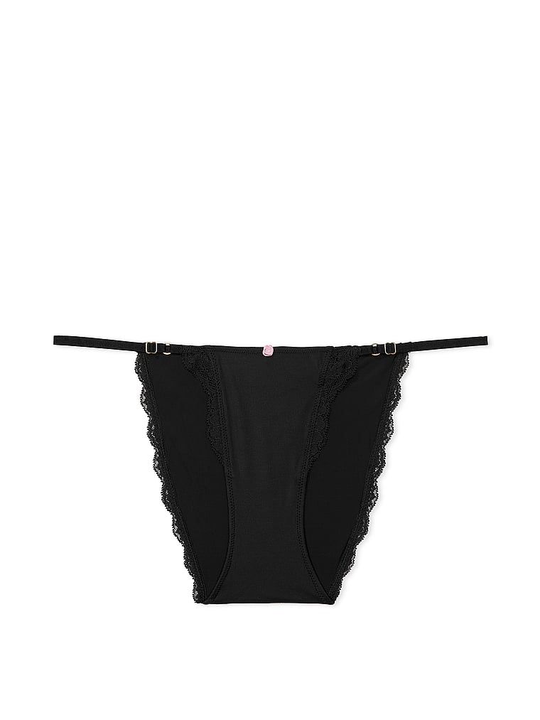 Majtki z regulowanymi paskami z koronką Lace-Trim Bikini. Produkt ma kolor czarny i pochodzi z kolekcji Dream Angels. 
