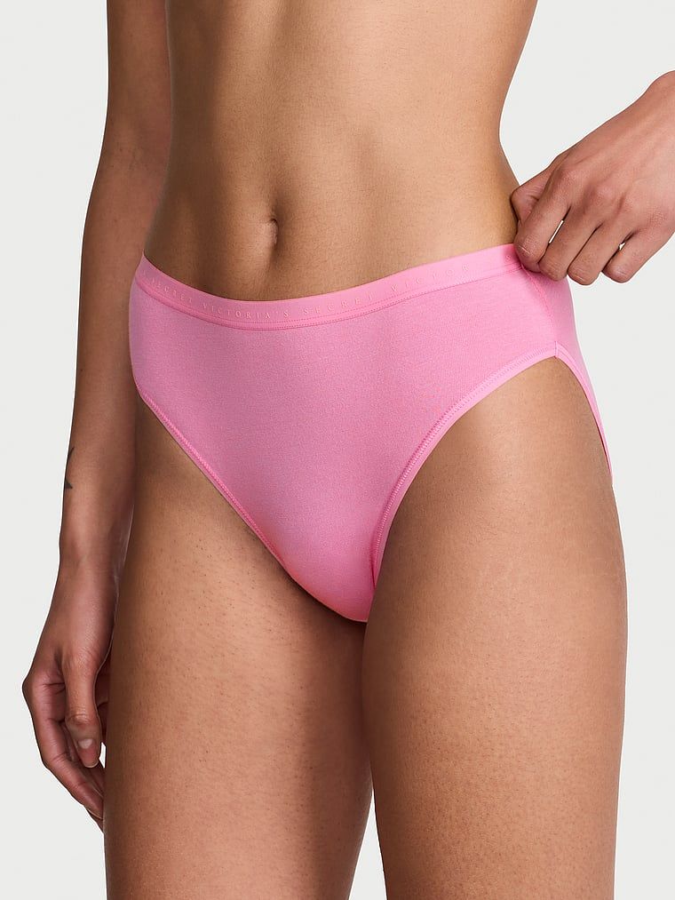 Victoria's Secret Majtki bawełniane figi z wysoko wyciętymi nogawkami High-Leg Brief