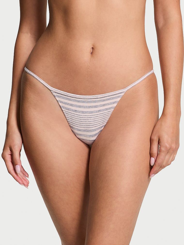 Stringi bawełniane Stretch Cotton. Produkt ma wzór w paski i pochodzi z kolekcji Victoria's Secret. 