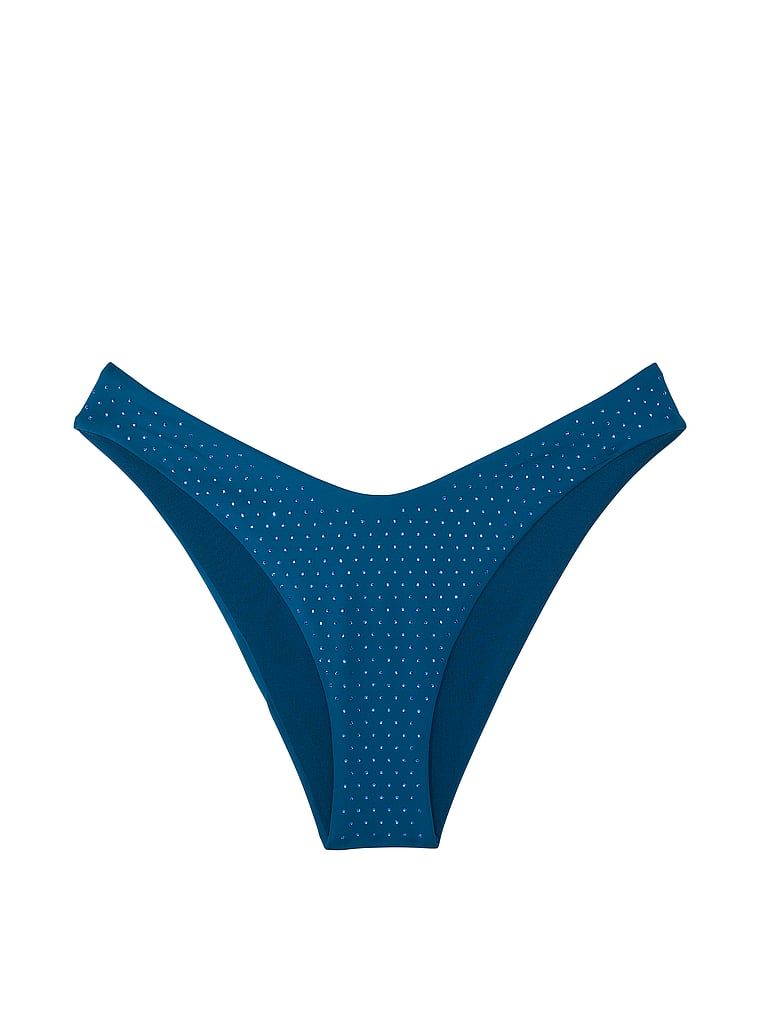 Dół od bikini brazyliany Essential Diamante Brazilian. Produkt ma kolor niebieski i pochodzi z kolekcji Victoria's Secret Swim. 