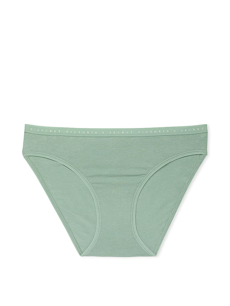 Majtki bawełniane Stretch Cotton Bikini. Produkt ma kolor zielony i pochodzi z kolekcji Victoria's Secret. 