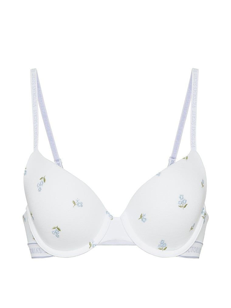 Biustonosz push-up bawełniany z haftem Perfect Shape. Produkt jest wzorzysty i pochodzi z kolekcji T-shirt. 